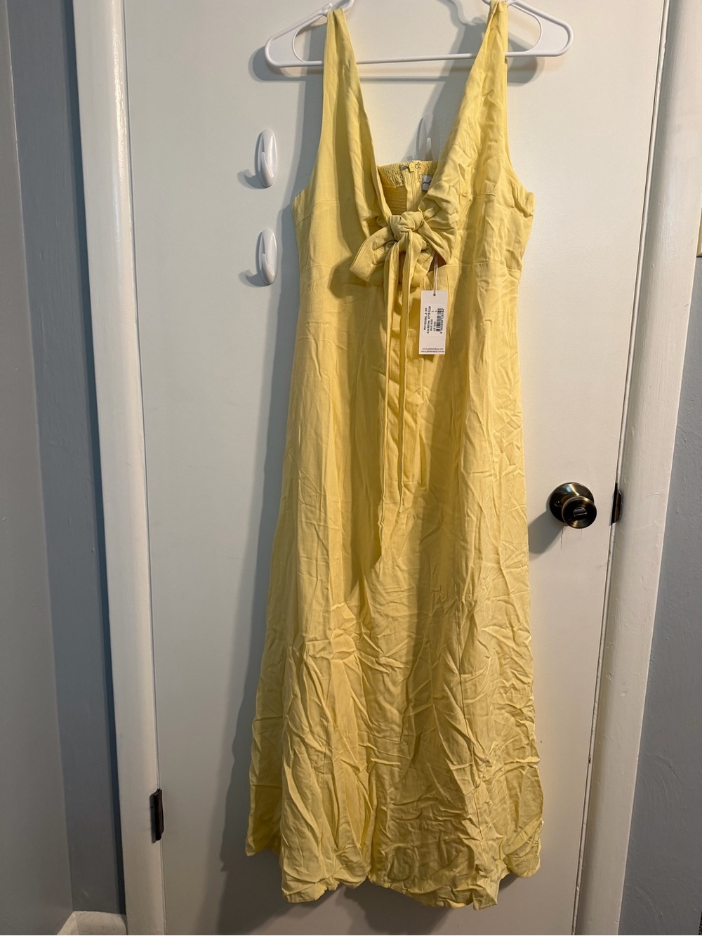 Petal & Pup Lemon Yellow Tie-Front Maxi Dress